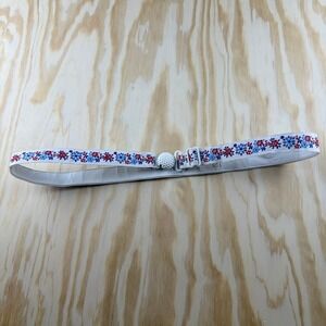 Vintage Floral‎ Golf Ball Elastic Cinch Belt White Red Blue Adjustable 16-32
